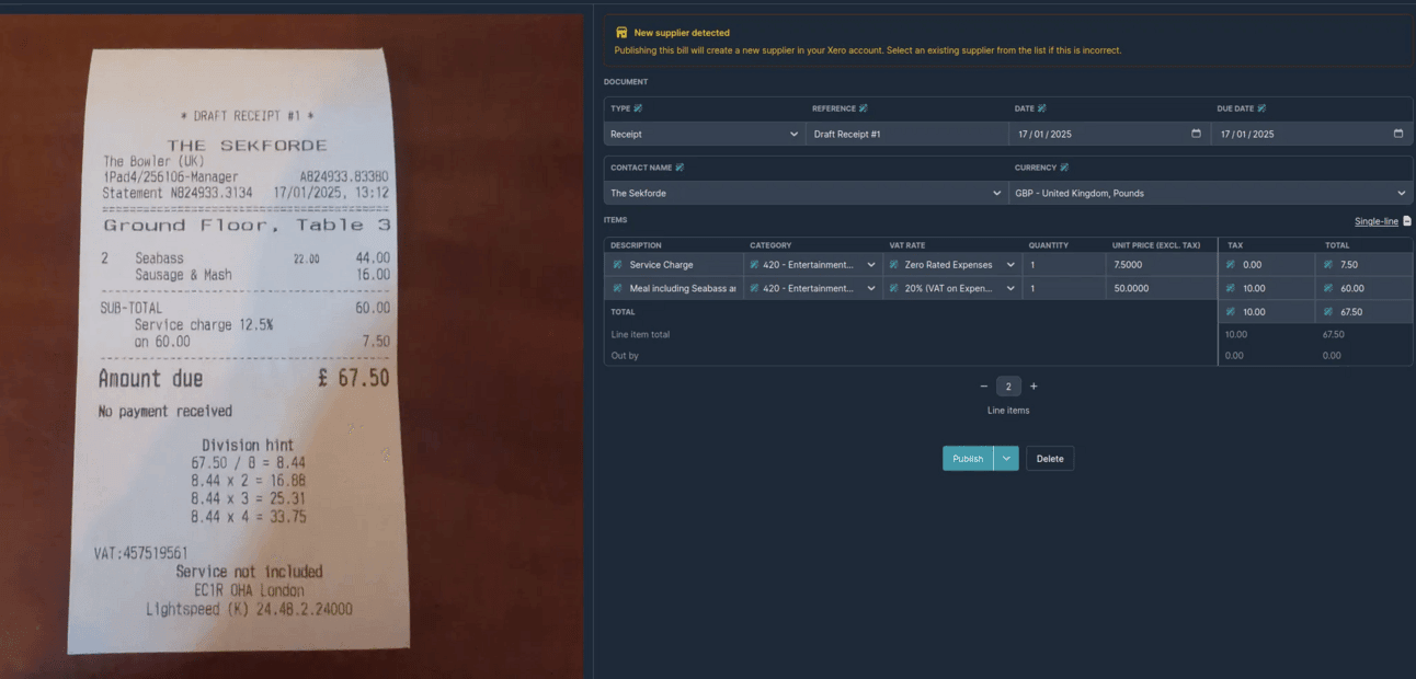 Automated line item splitting