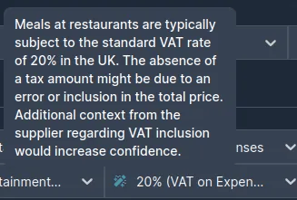 Line items with VAT breakdown