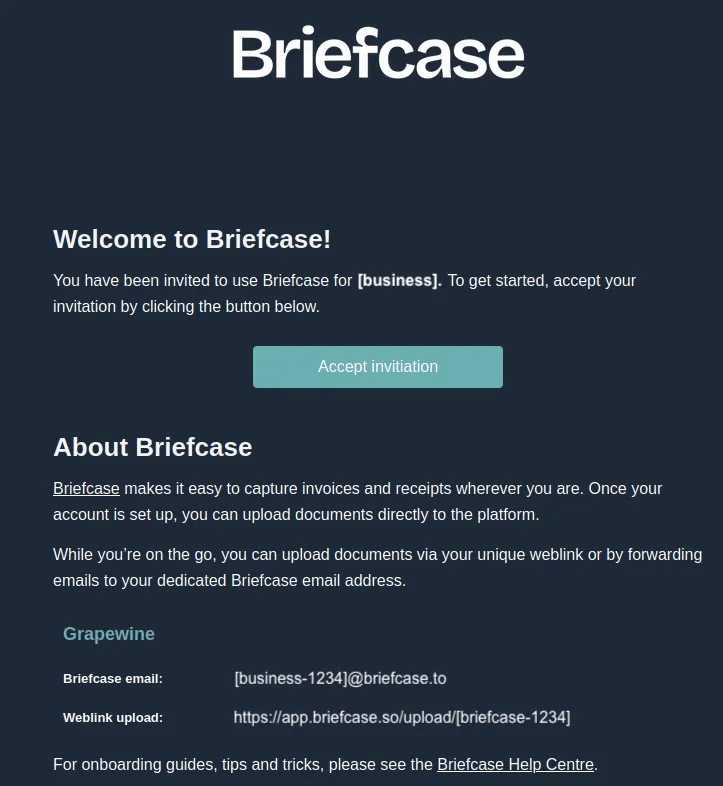 Email invite form