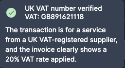 VAT registration verification status