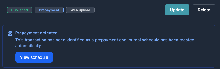 Prepayment detection and schedule creation