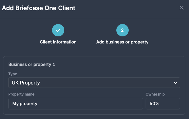 Adding a landlord to a Briefcase Ledger property with ownership percentage