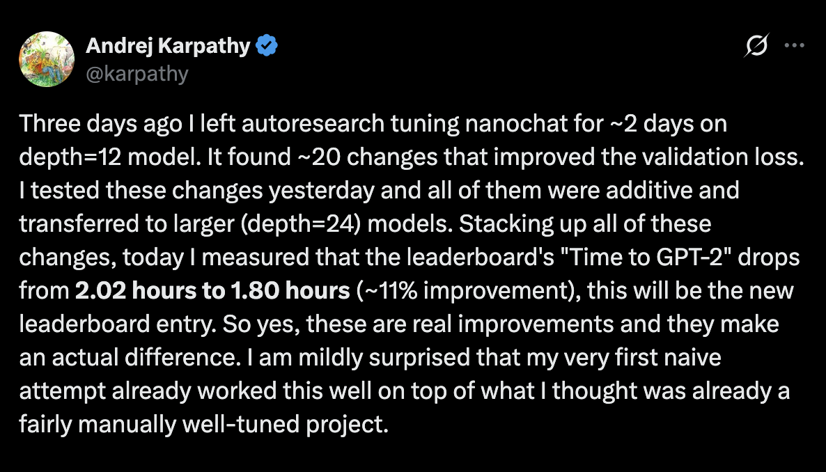Autoresearch results